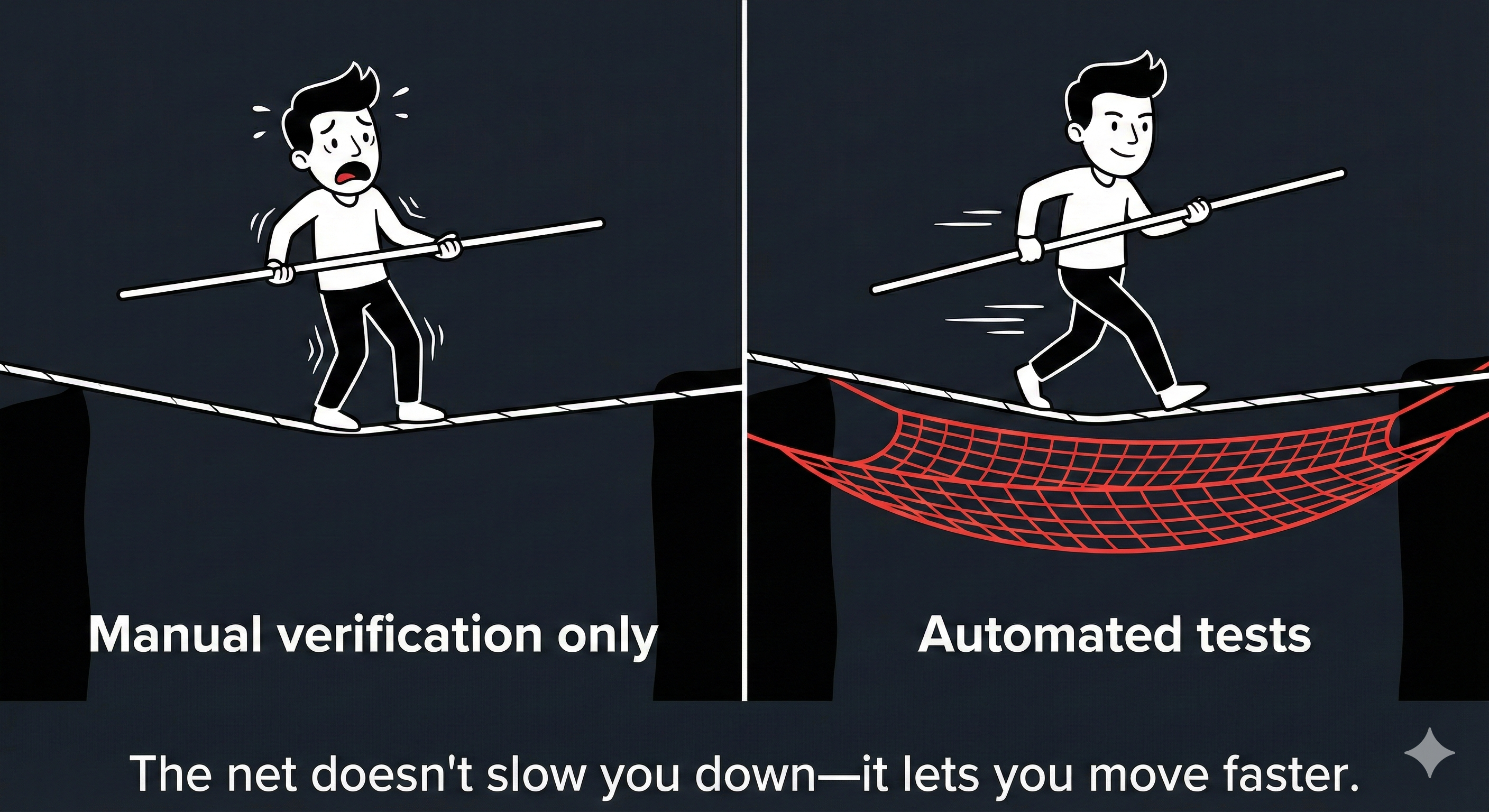 The safety net comparison — with and without automated tests